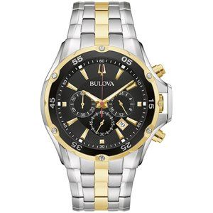 Men'S Classic Sport Stainless Steel 6-Hand Chronograph Quartz Watch 98B376